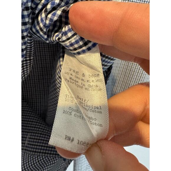 Rag & Bone Tailored Workwear Shirt L Blue Checkered 100% Cotton Button-Up - Picture 6 of 7